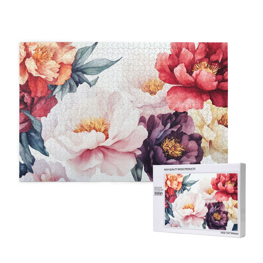 1000-Piece Elegant Floral Art Puzzle - Premium Wooden Puzzle with Precision Fit, 75cm x 50cm