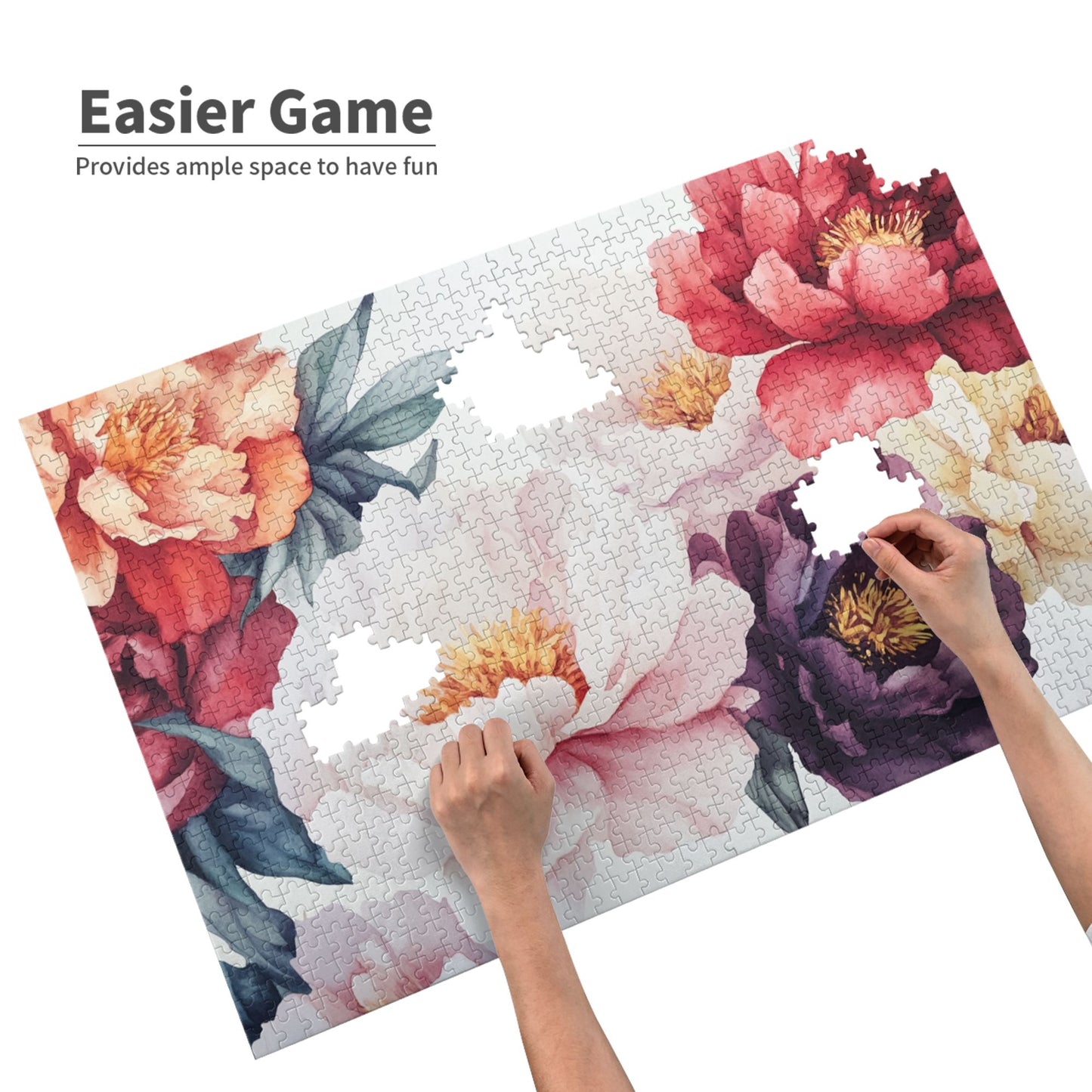 1000-Piece Elegant Floral Art Puzzle - Premium Wooden Puzzle with Precision Fit, 75cm x 50cm