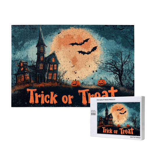 1000-Piece Halloween Theme Puzzle - Premium Wooden Puzzle with Precision Fit, 75cm x 50cm