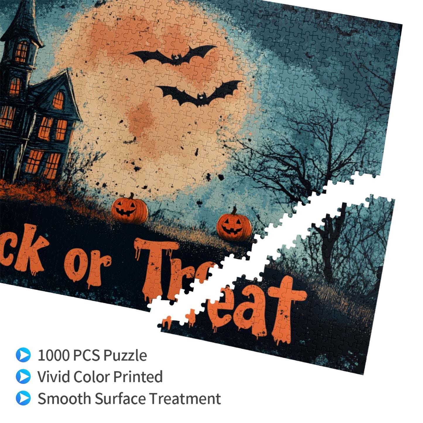 1000-Piece Halloween Theme Puzzle - Premium Wooden Puzzle with Precision Fit, 75cm x 50cm