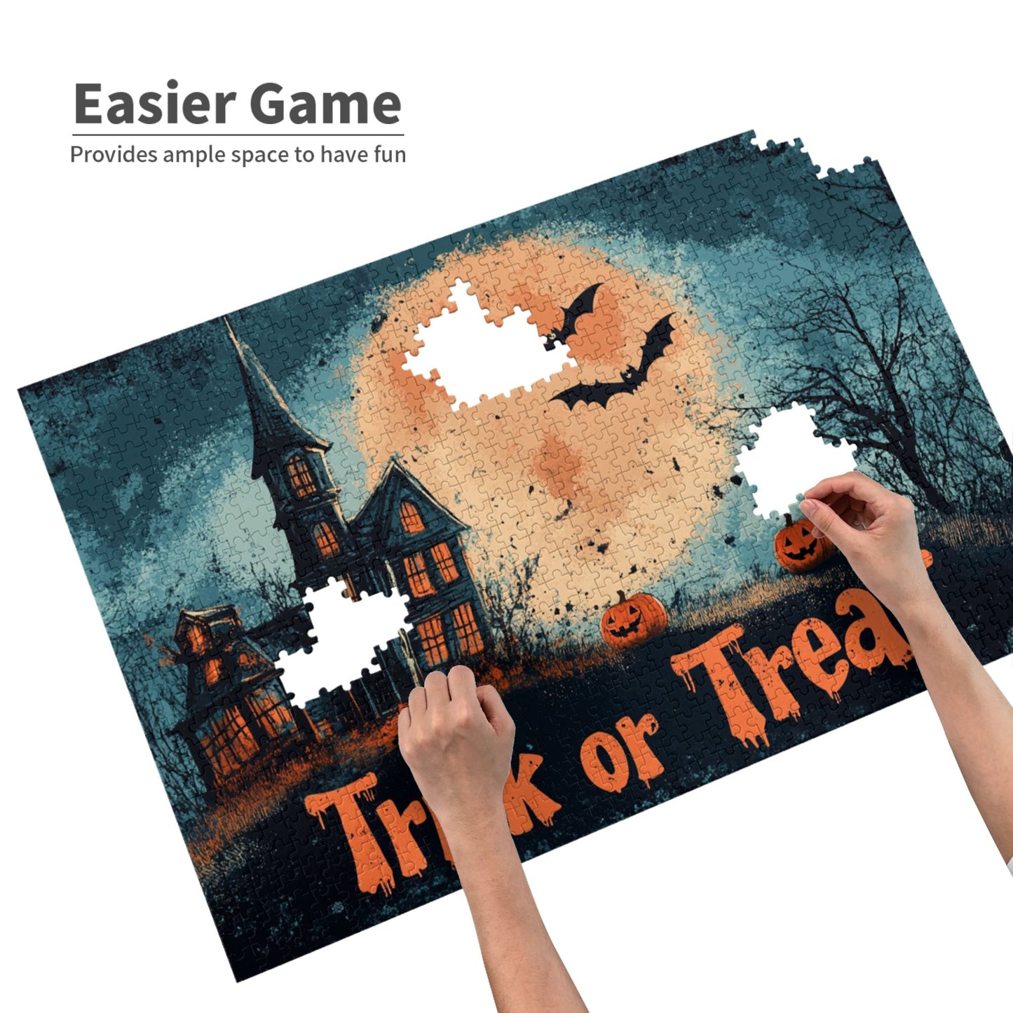 1000-Piece Halloween Theme Puzzle - Premium Wooden Puzzle with Precision Fit, 75cm x 50cm