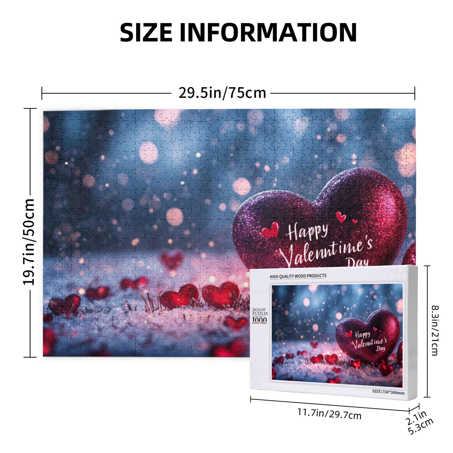 1000-Piece Valentine's Day Puzzle - Premium Wooden Puzzle, Romantic Design, Precision Fit, 75cm x 50cm