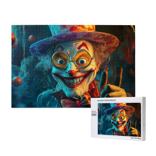 1000-Piece Creepy Clown Puzzle - Premium Wooden Puzzle with Precision Fit, 75cm x 50cm