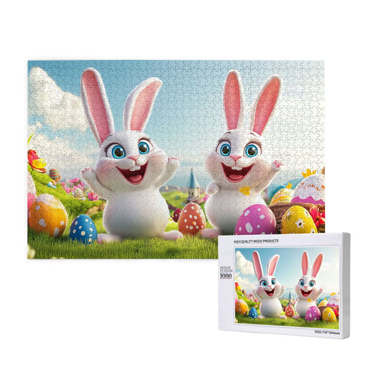 1000-Piece Easter Bunny Puzzle - Premium Wooden Puzzle, Vibrant Colors, Precision Fit, 75cm x 50cm