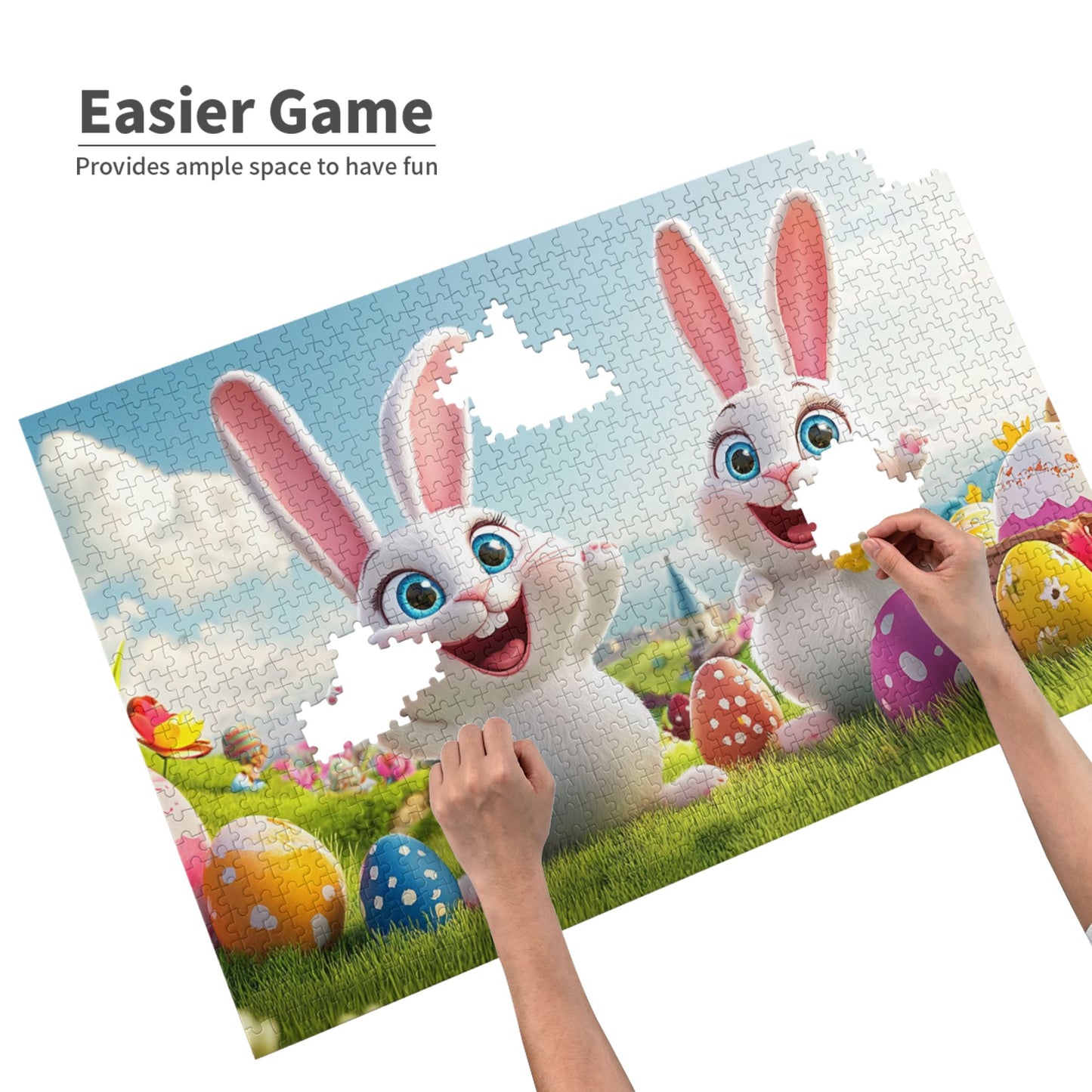 1000-Piece Easter Bunny Puzzle - Premium Wooden Puzzle, Vibrant Colors, Precision Fit, 75cm x 50cm