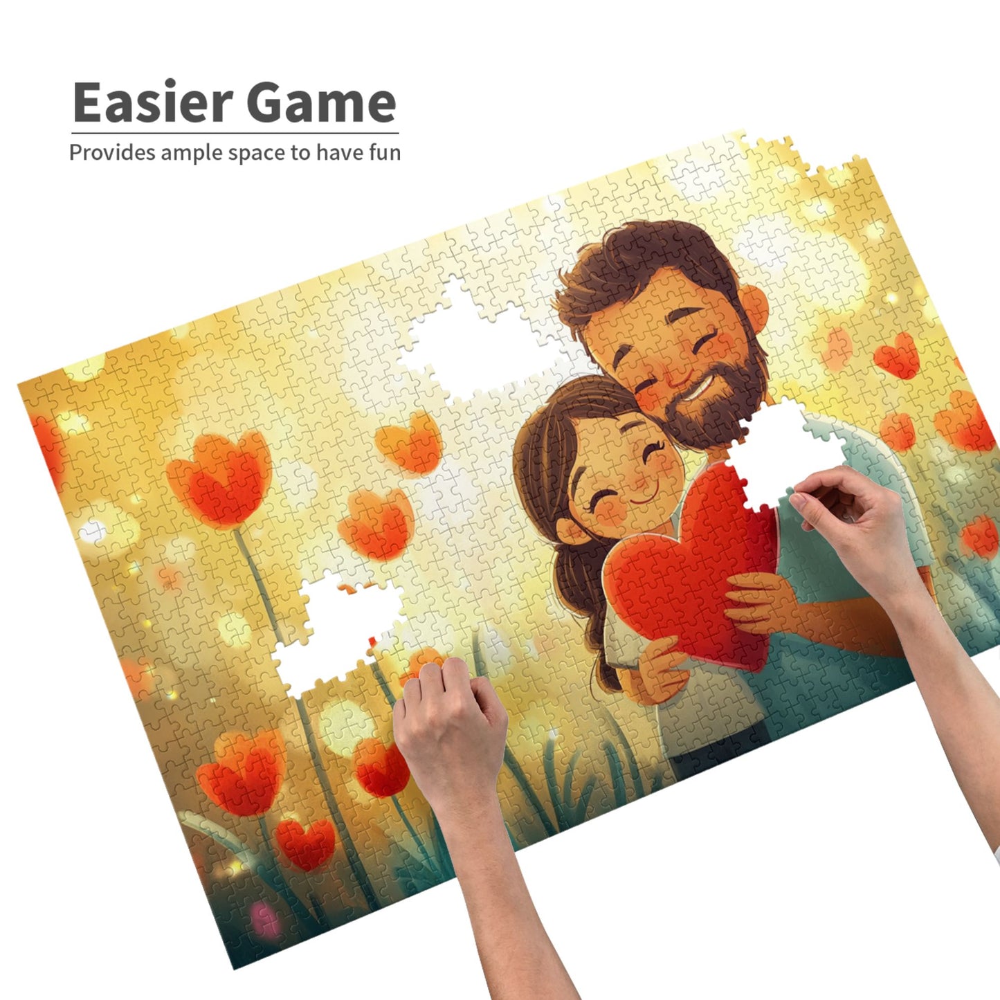 1000-Piece Heartwarming Father-Daughter Puzzle - Premium Wooden Puzzle, Family Design, Precision Fit, 75cm x 50cm