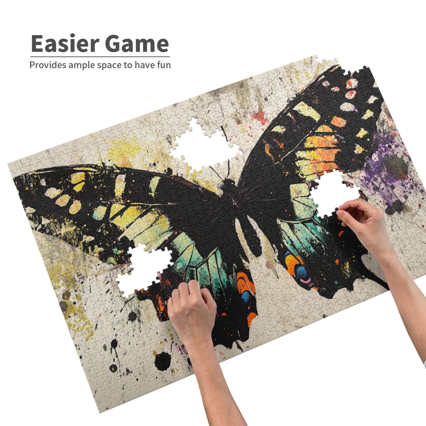 1000-Piece Butterfly Art Puzzle - Premium Wooden Puzzle, Unique Design, Precision Fit, 75cm x 50cm