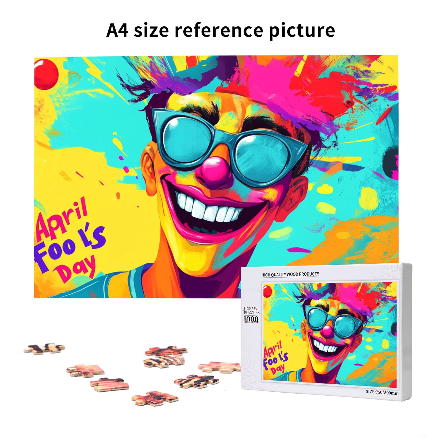 1000-Piece April Fool's Day Puzzle - Premium Wooden Puzzle, Fun Design, Precision Fit, 75cm x 50cm