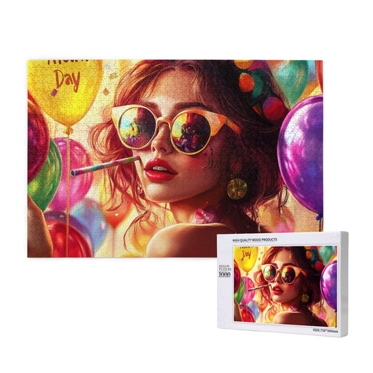 1000-Piece Party-Themed Puzzle - Premium Wooden Puzzle, Artistic Trendy Design, Precision Fit, 75cm x 50cm