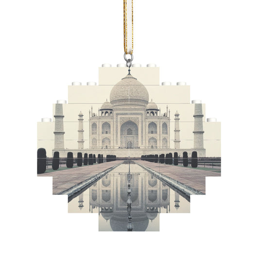 Taj Mahal Mini Puzzle Keychain - 22 Plastic Pieces, Portable Creative Souvenir, 9.5cm x 8.8cm