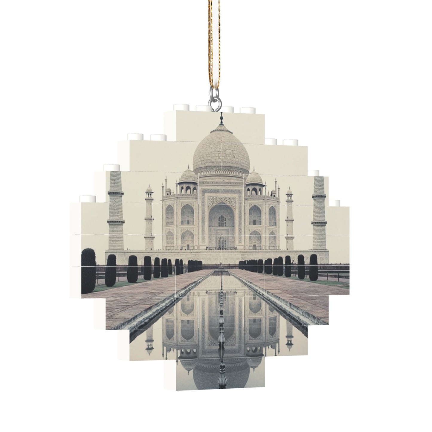 Taj Mahal Mini Puzzle Keychain - 22 Plastic Pieces, Portable Creative Souvenir, 9.5cm x 8.8cm