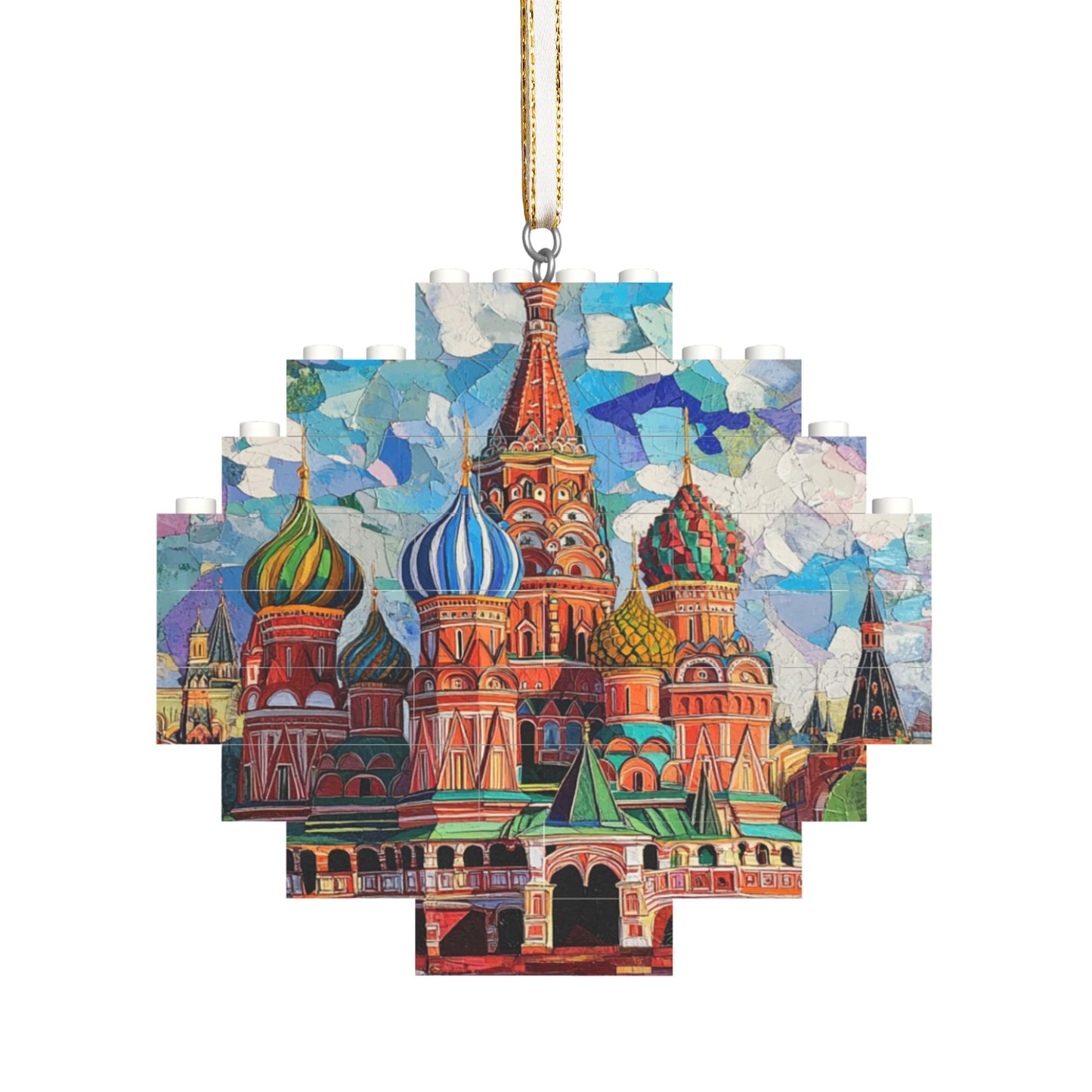 St. Basil's Cathedral Mini Puzzle Keychain - 22 Plastic Pieces, Portable Creative Souvenir, 9.5cm x 8.8cm