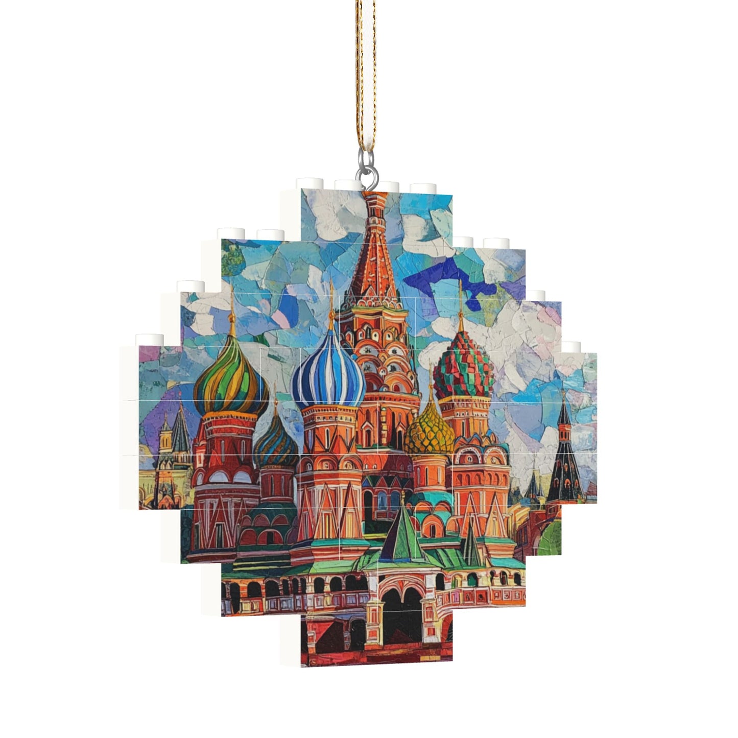 St. Basil's Cathedral Mini Puzzle Keychain - 22 Plastic Pieces, Portable Creative Souvenir, 9.5cm x 8.8cm