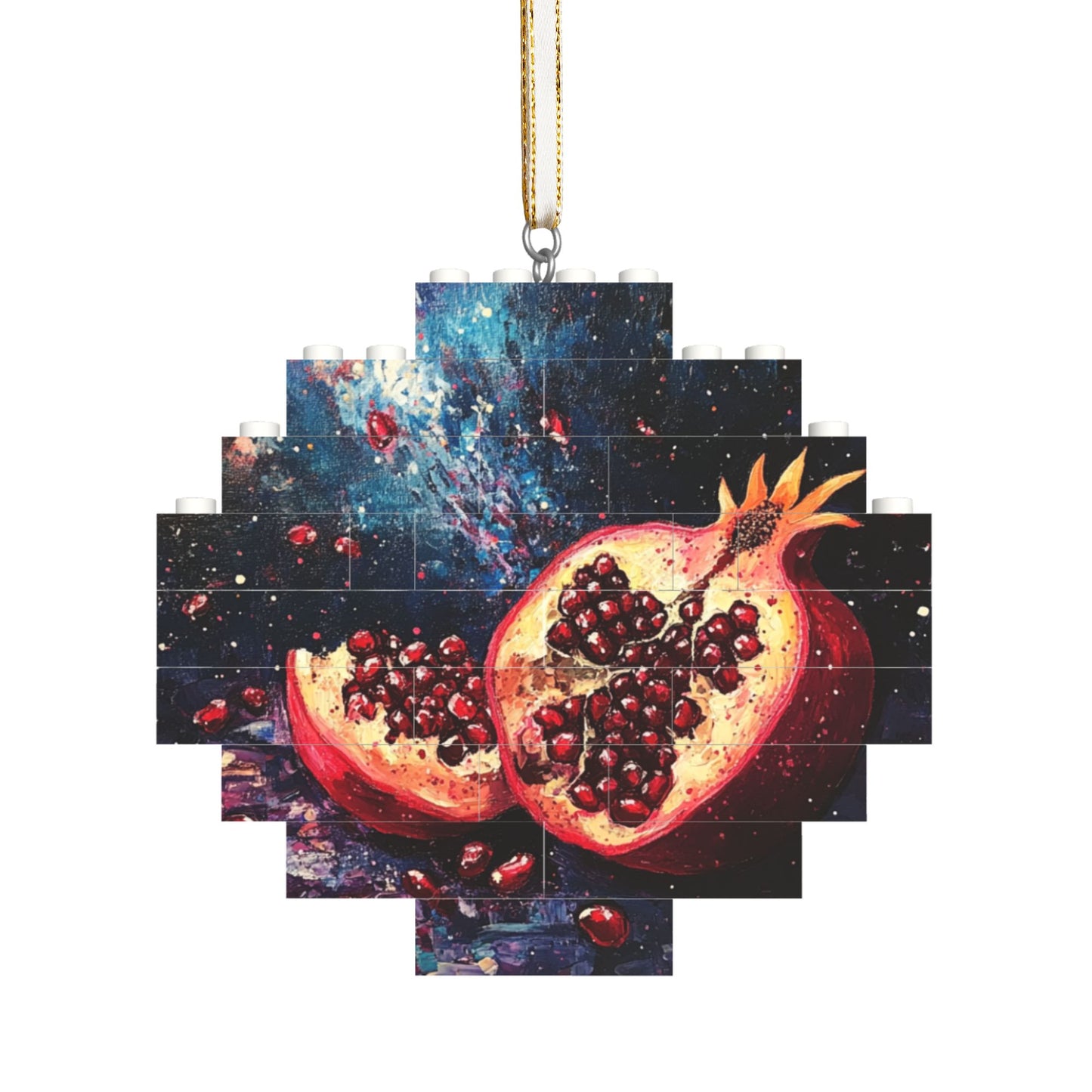 Pomegranate-Themed Mini Puzzle Keychain - 22 Plastic Pieces, Portable Creative Souvenir, 9.5cm x 8.8cm