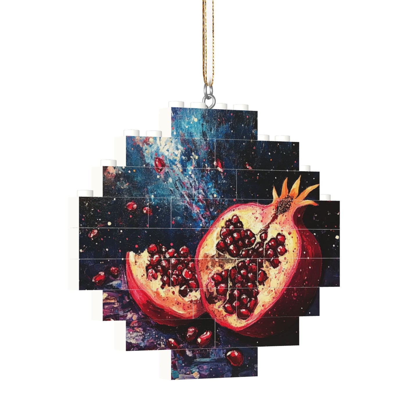 Pomegranate-Themed Mini Puzzle Keychain - 22 Plastic Pieces, Portable Creative Souvenir, 9.5cm x 8.8cm