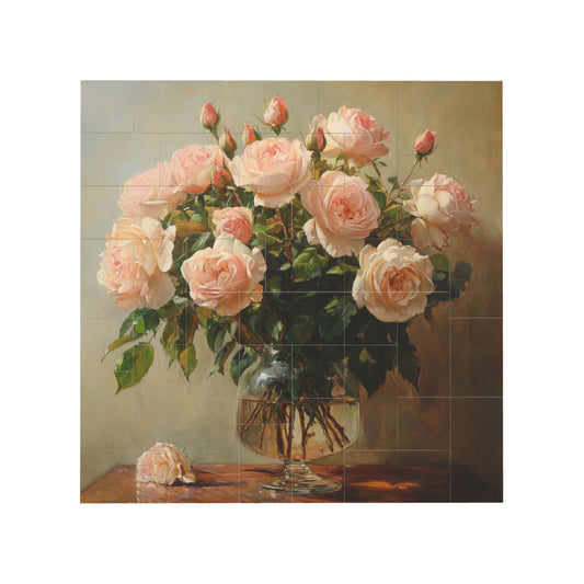 63-Piece Rose Art Puzzle - High-Quality Plastic Puzzle, Portable Design, 0.7cm Thickness, 99g