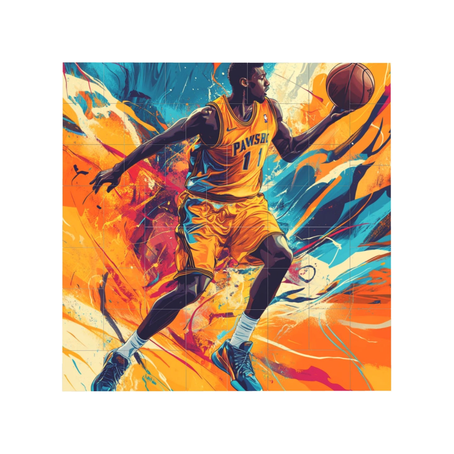 63-Piece Basketball Action Art Puzzle - High-Quality Plastic, 0.7cm Thickness, Lightweight 99g