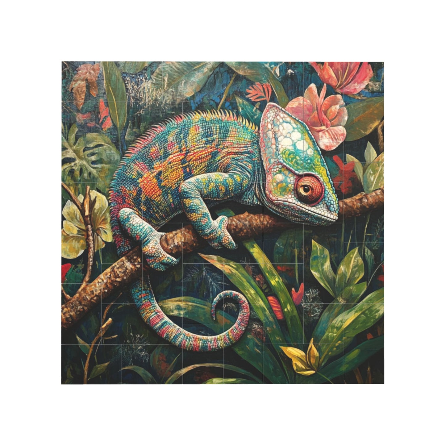 63-Piece Tropical Chameleon Puzzle - High-Quality Plastic Puzzle, 0.7cm Thickness, 99g