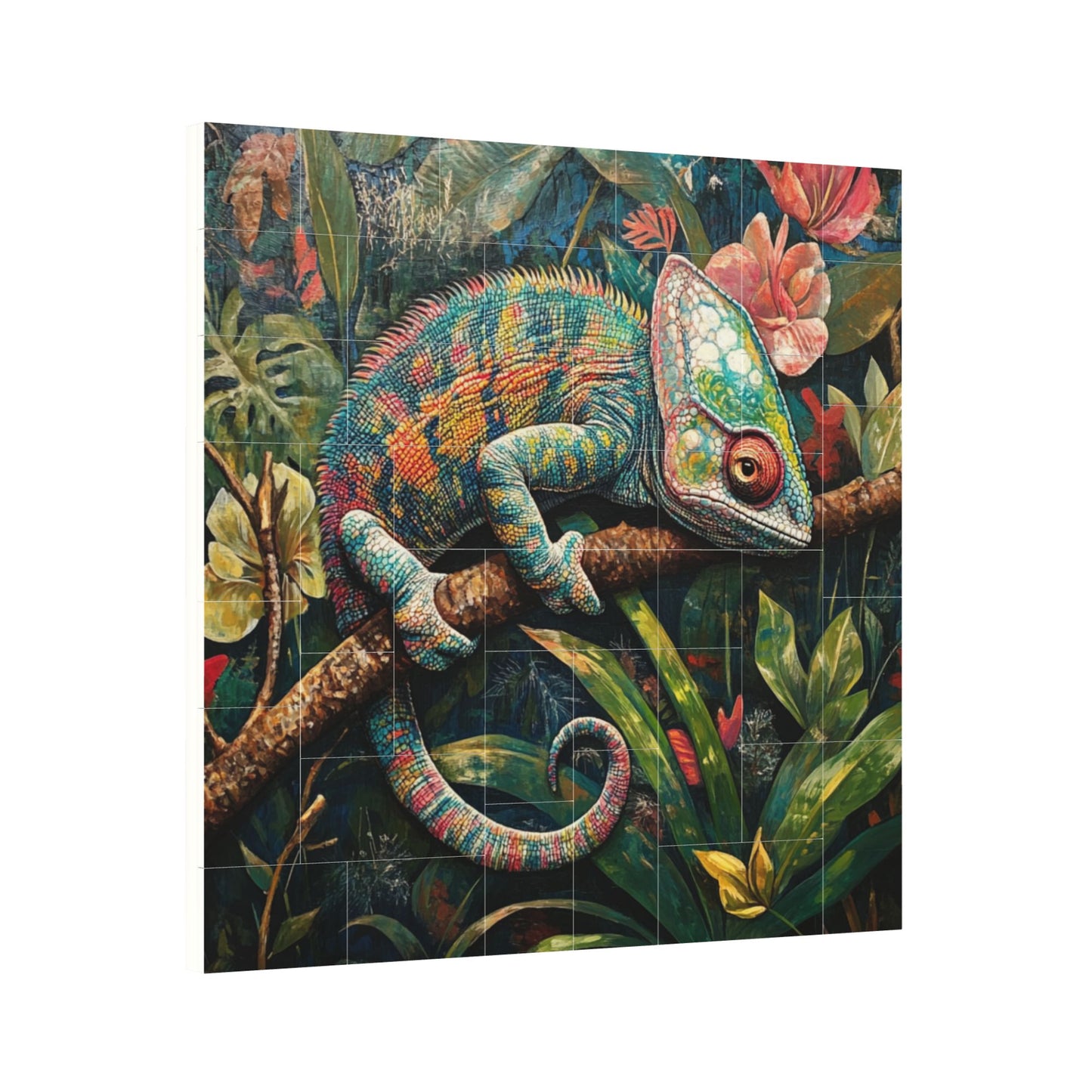 63-Piece Tropical Chameleon Puzzle - High-Quality Plastic Puzzle, 0.7cm Thickness, 99g