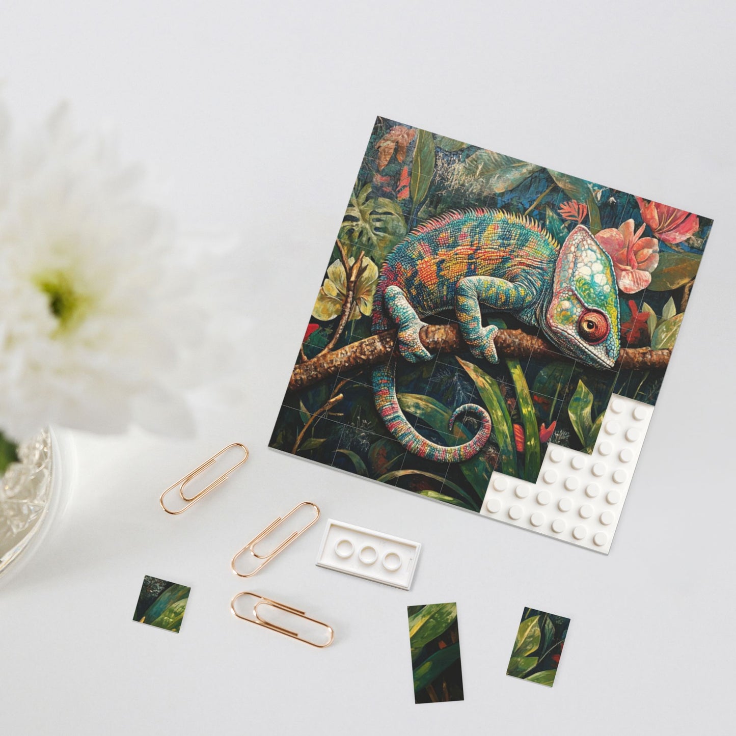 63-Piece Tropical Chameleon Puzzle - High-Quality Plastic Puzzle, 0.7cm Thickness, 99g