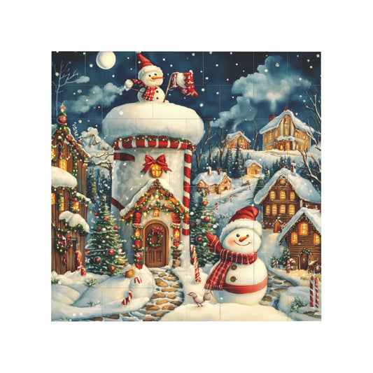 63-Piece Christmas Snow Scene Puzzle - High-Quality Plastic Puzzle, Winter Theme Design, 0.7cm Thickness, 99g